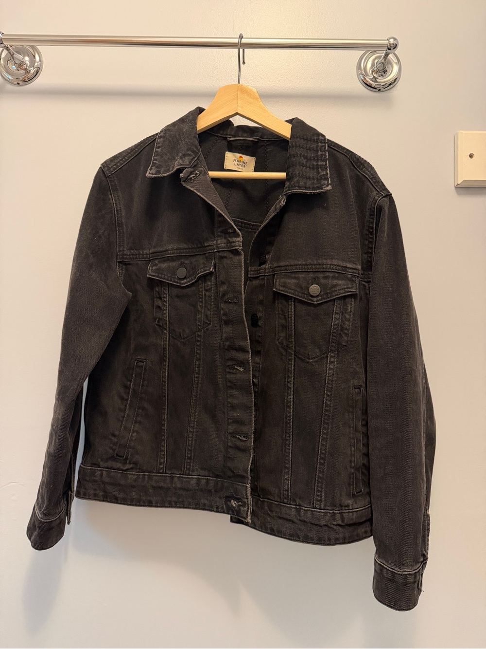 Marine Layer Women's Black Button Denim Jacket